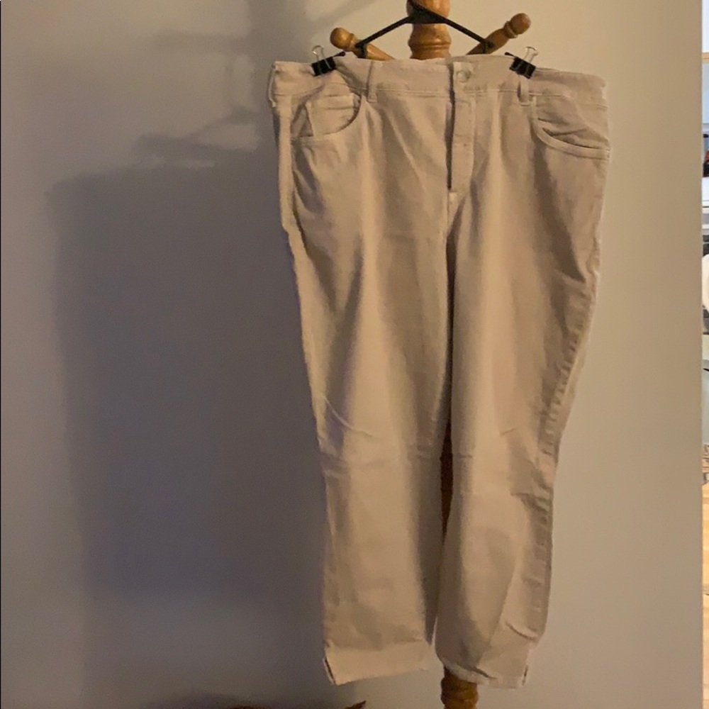 Tan dress pants.